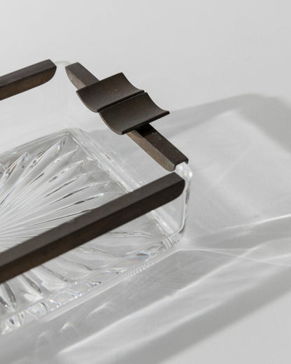 Vintage ashtray glass and metal Italy 1930s