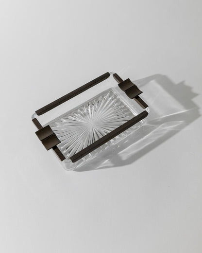 Vintage ashtray glass and metal Italy 1930s