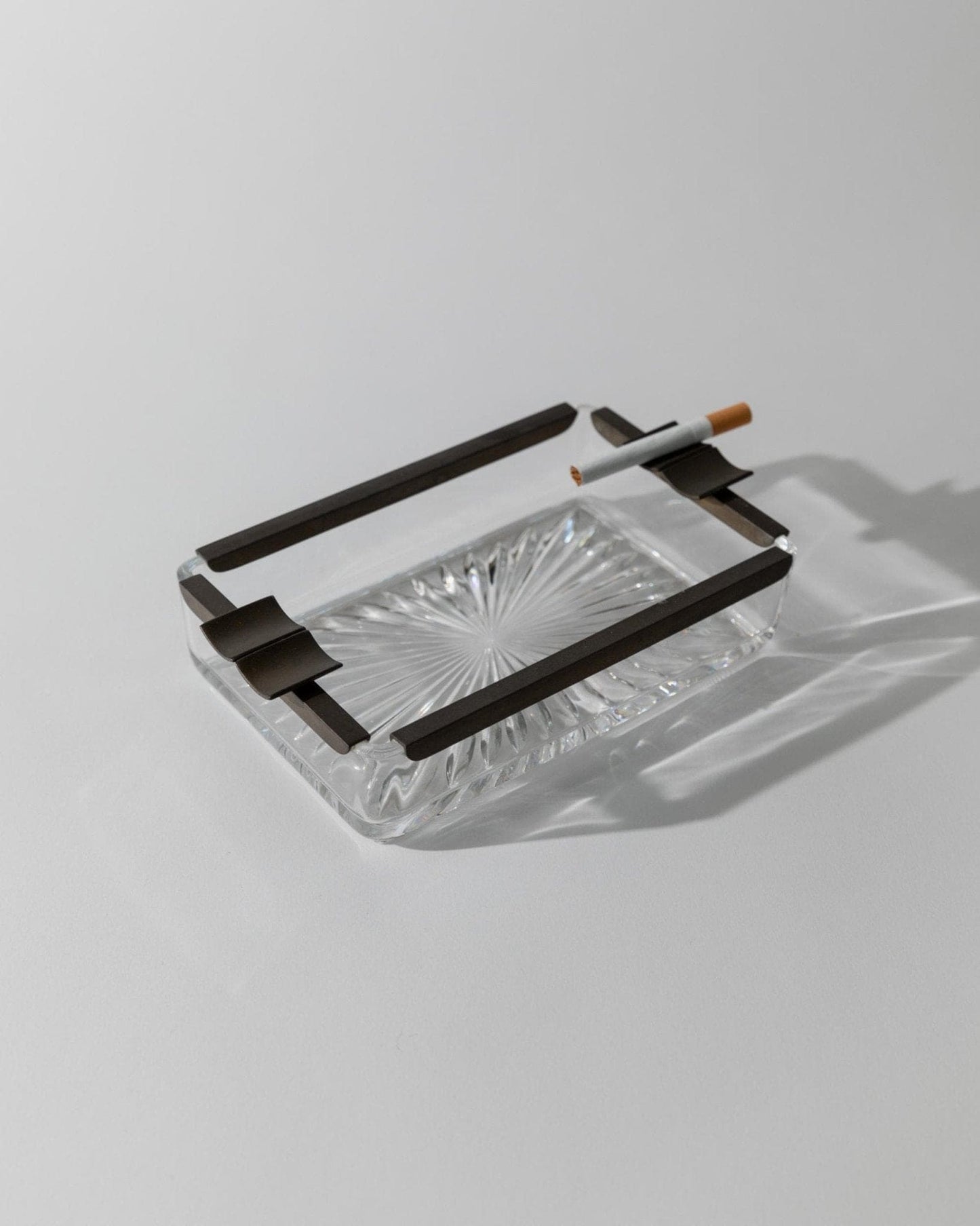 Vintage ashtray glass and metal Italy 1930s