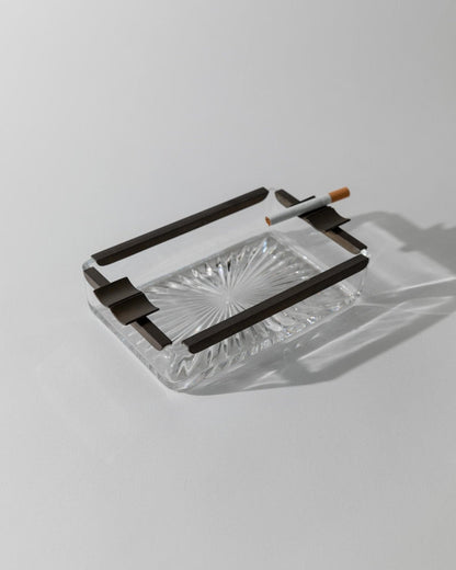 Vintage ashtray glass and metal Italy 1930s