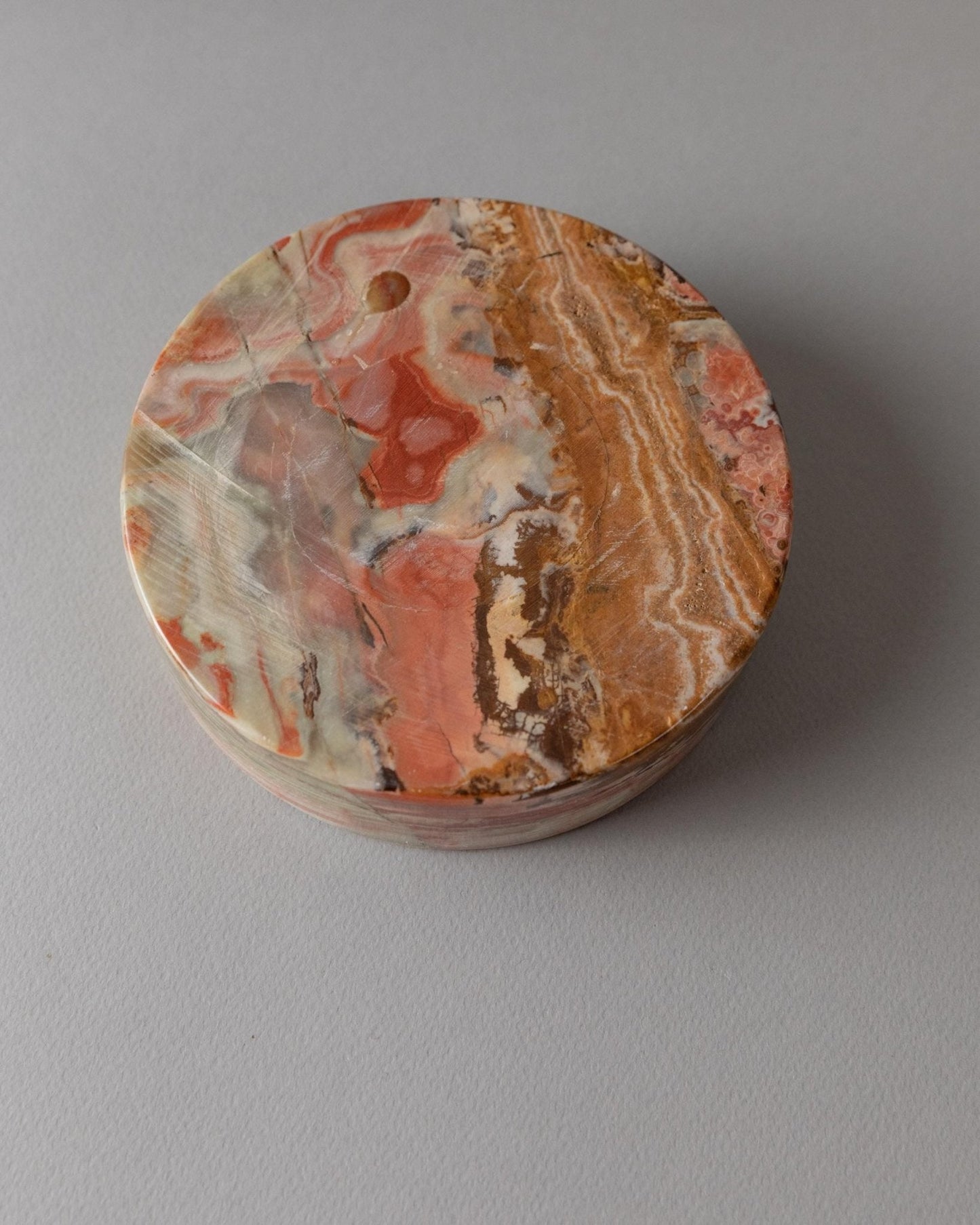 Vintage Aschenbecher Onyxstein grün beige braun marmoriert