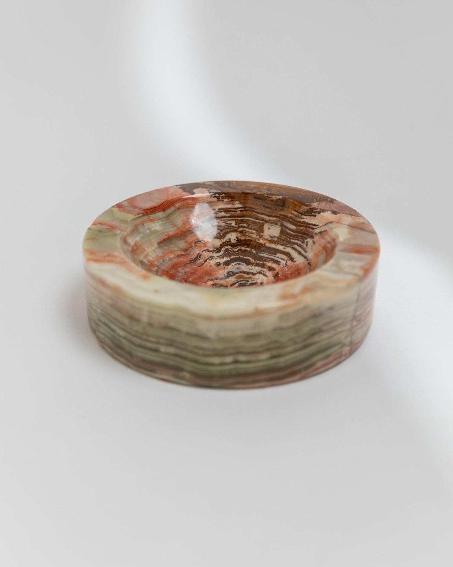 Vintage Aschenbecher Onyxstein grün beige braun marmoriert