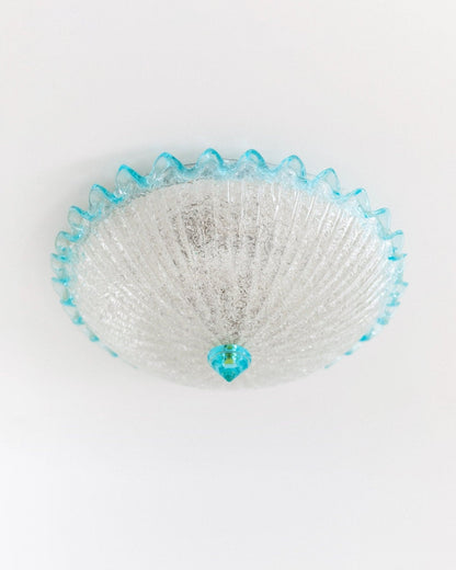 Vintage ceiling lamp Barovier e Toso light blue transparent glass Hollywood Regency