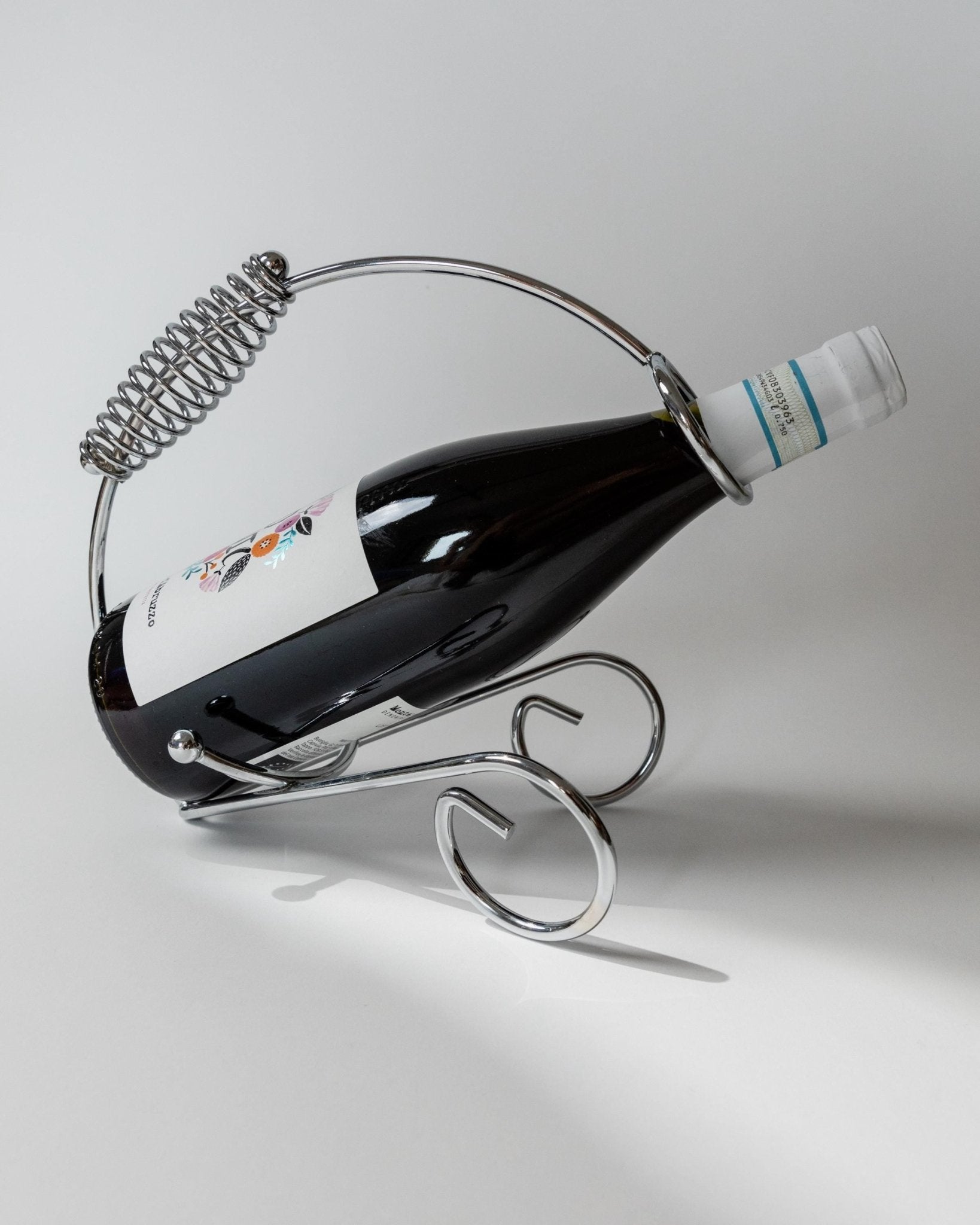 Vintage Flaschenhalter aus Chrom mit Spiralgriff