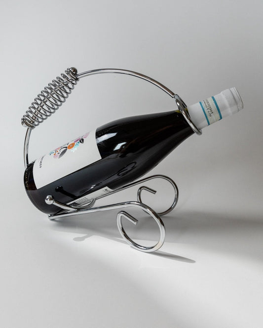 Vintage Flaschenhalter aus Chrom mit Spiralgriff