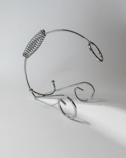 Vintage Flaschenhalter aus Chrom mit Spiralgriff