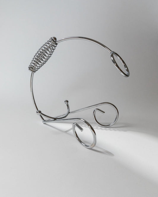 Vintage Flaschenhalter aus Chrom mit Spiralgriff