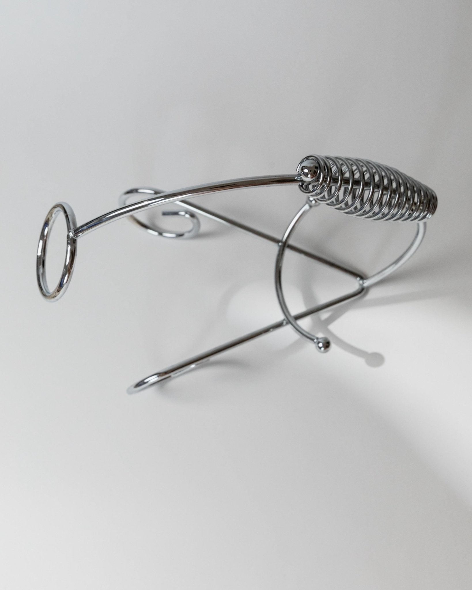 Vintage Flaschenhalter aus Chrom mit Spiralgriff