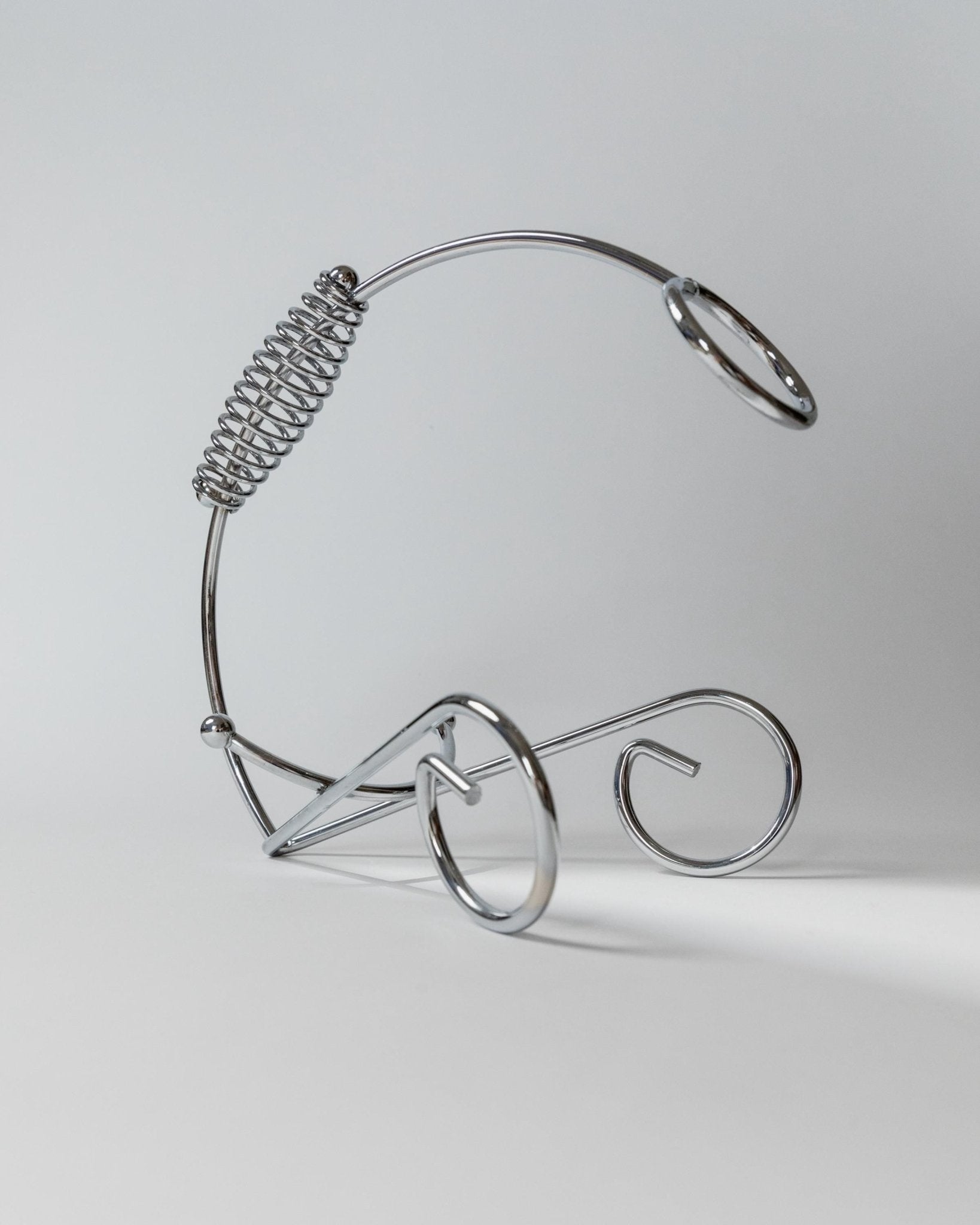 Vintage Flaschenhalter aus Chrom mit Spiralgriff