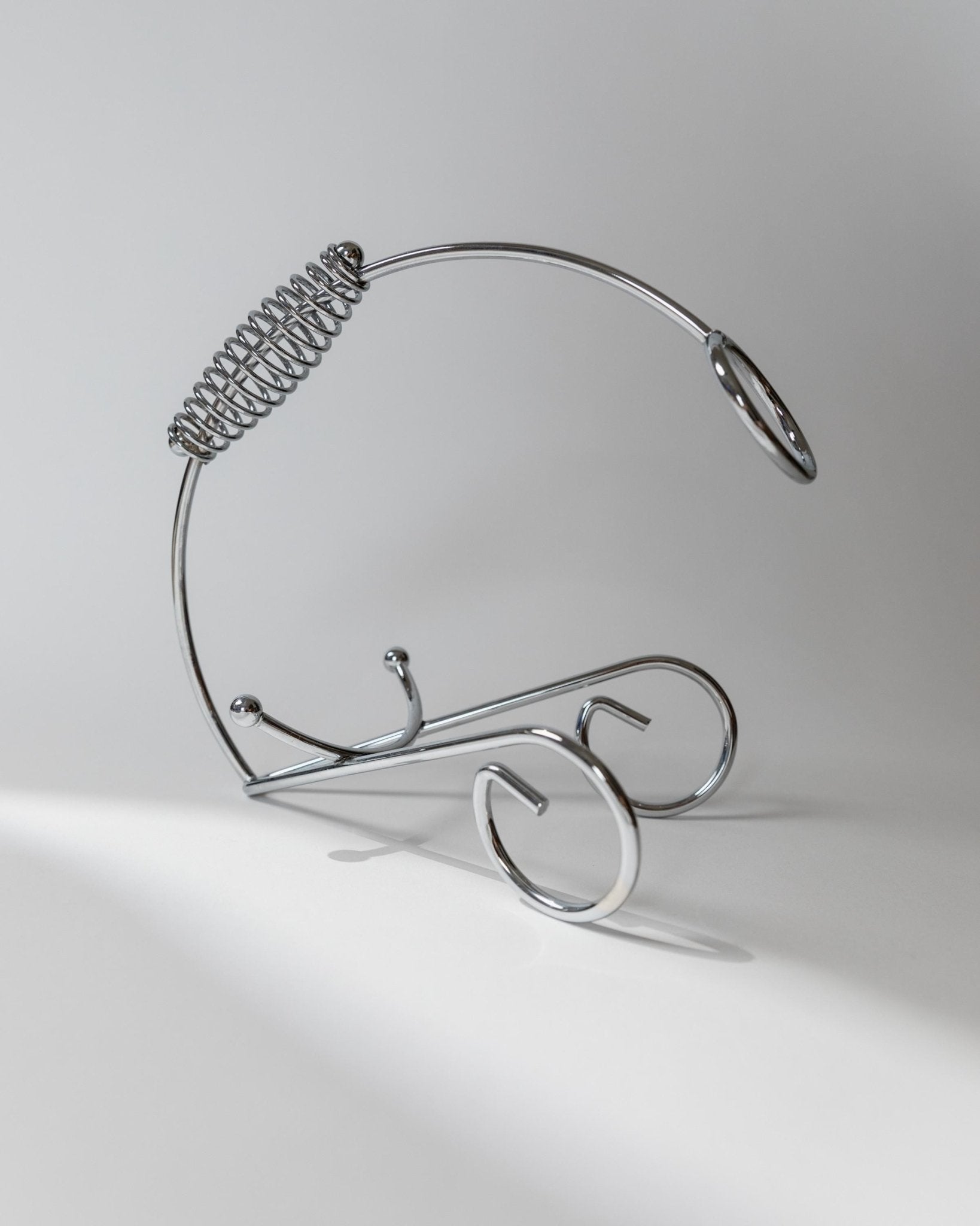 Vintage Flaschenhalter aus Chrom mit Spiralgriff