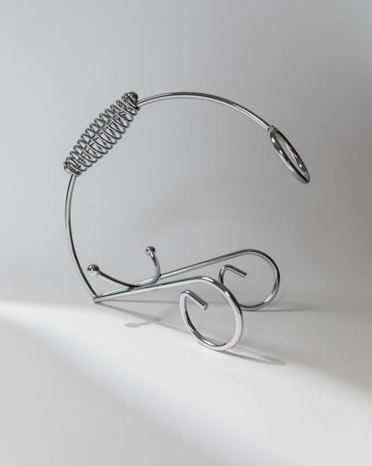 Vintage Flaschenhalter aus Chrom mit Spiralgriff