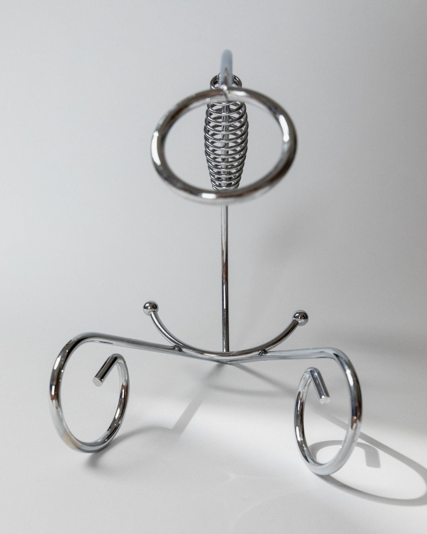 Vintage Flaschenhalter aus Chrom mit Spiralgriff