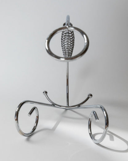 Vintage Flaschenhalter aus Chrom mit Spiralgriff