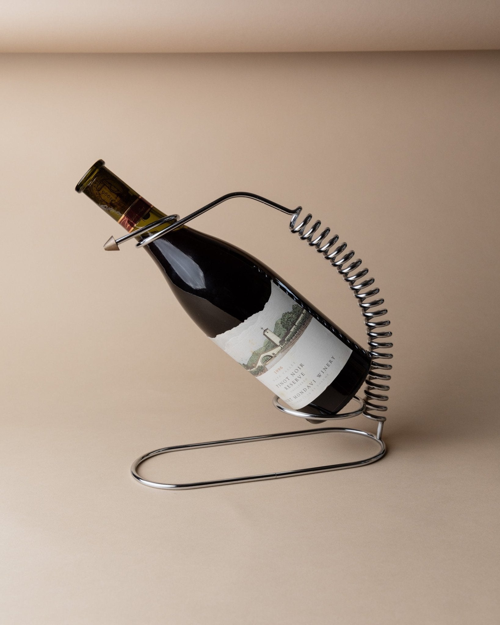 Vintage Flaschenhalter Spirale aus Edelstahl, Space Age Design Italien