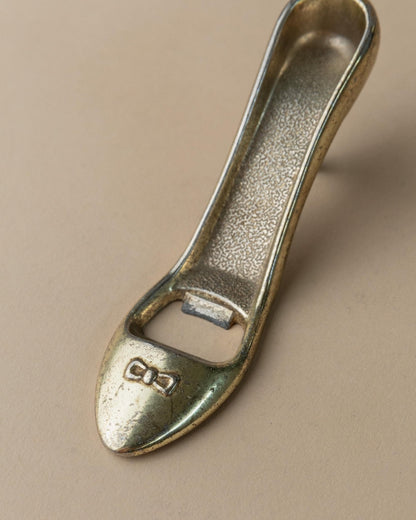 Vintage Flaschenöffner "High Heel" mit Schleife, Messing, Italien 1980er