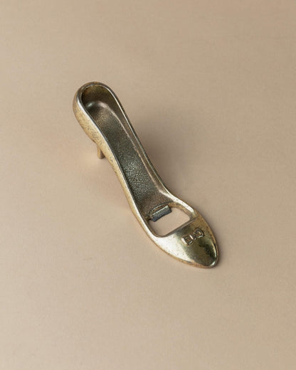 Vintage Flaschenöffner "High Heel" mit Schleife, Messing, Italien 1980er
