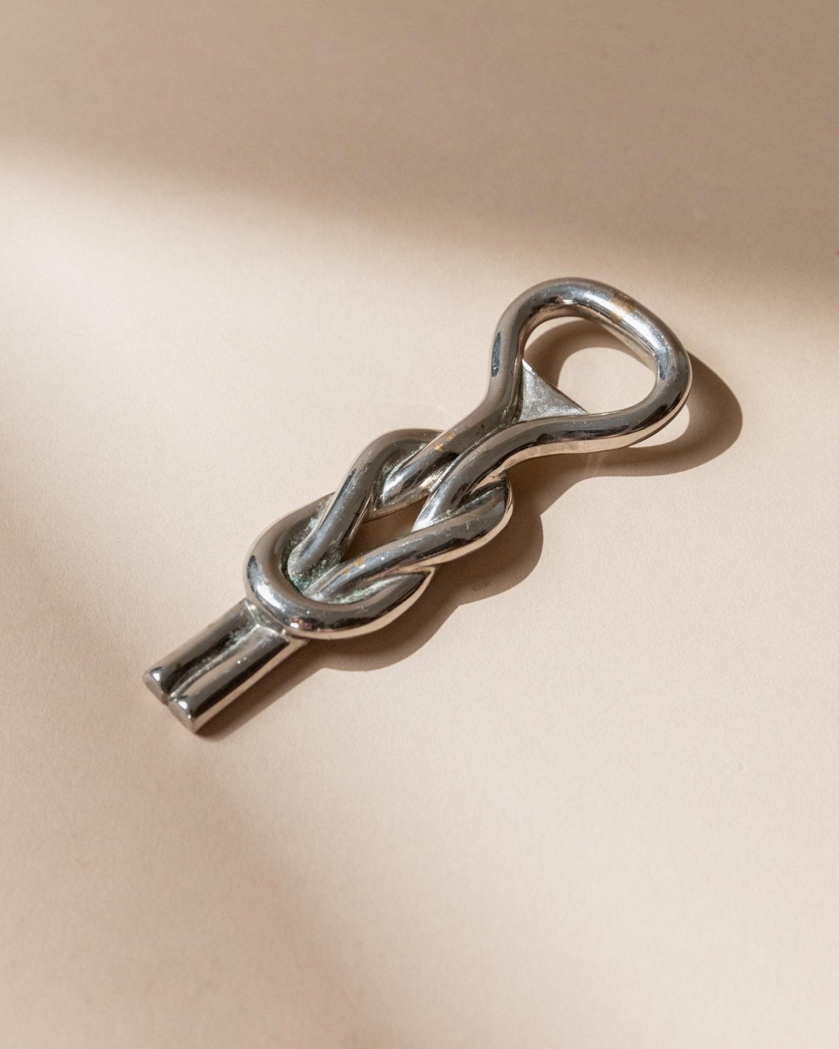 Vintage Flaschenöffner Knotenform, Silber, Italien 1960er