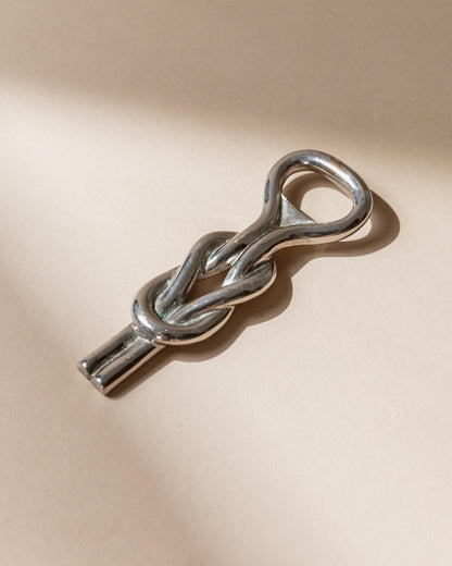 Vintage Flaschenöffner Knotenform, Silber, Italien 1960er