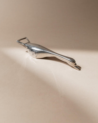 Vintage Flaschenöffner Gans-Form versilbert aus Italien 1960er elegant retro