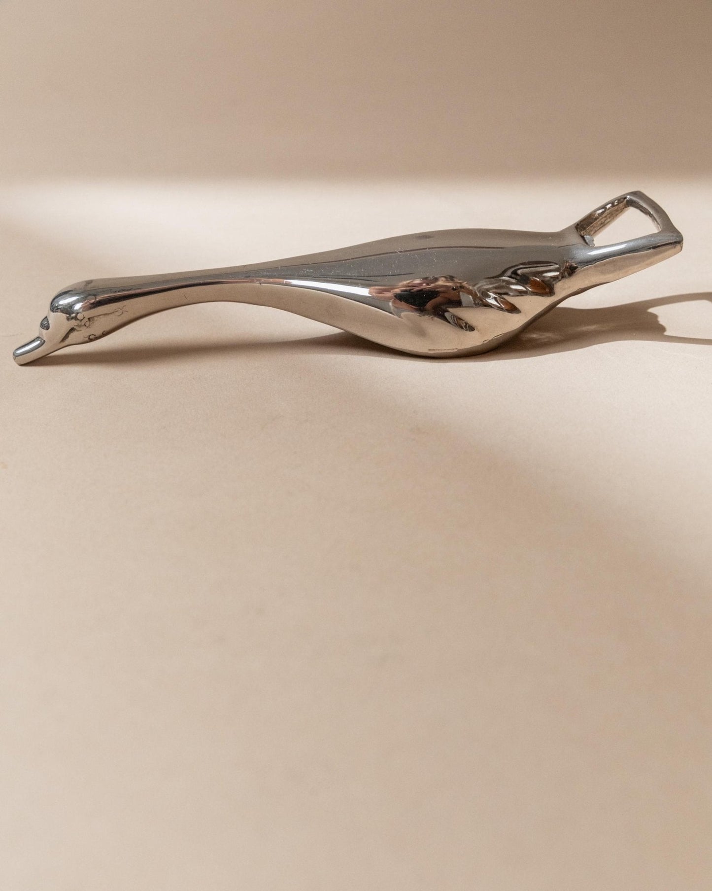 Vintage Flaschenöffner Gans-Form versilbert aus Italien 1960er elegant retro