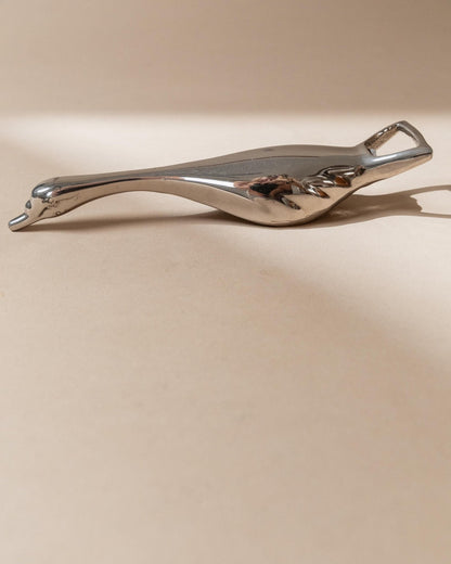 Vintage Flaschenöffner Gans-Form versilbert aus Italien 1960er elegant retro