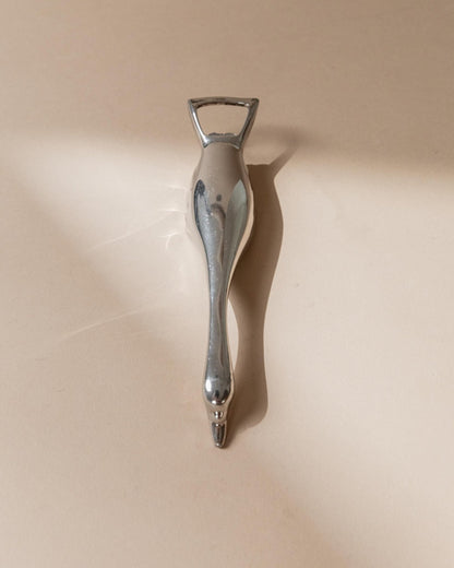 Vintage Flaschenöffner Gans-Form versilbert aus Italien 1960er elegant retro