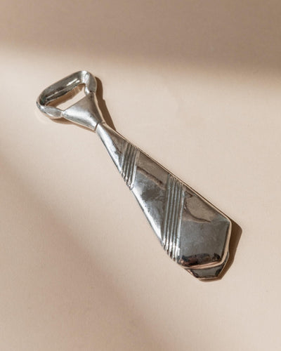 Vintage bottle opener, tie-shaped, silver-plated, from Italy, retro elegant