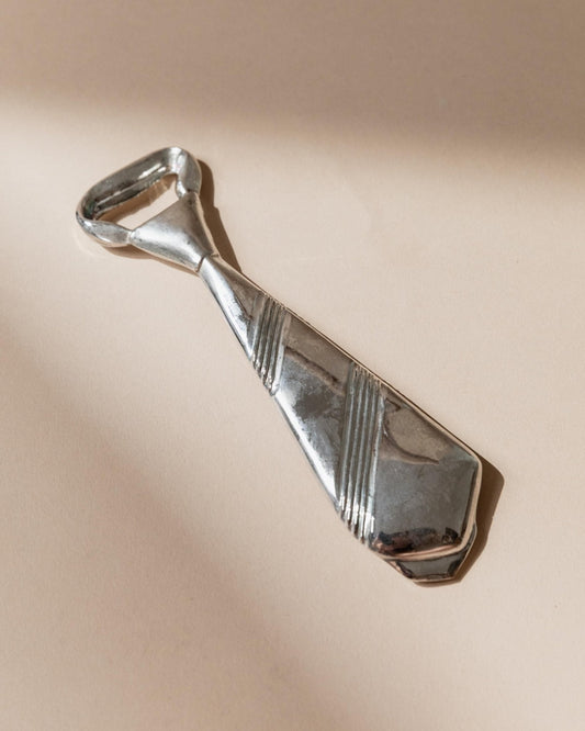 Vintage Flaschenöffner Krawattenform versilbert aus Italien retro elegant