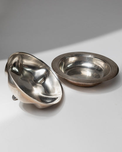 Vintage Schale mit Deckel Kürbisform versilbert