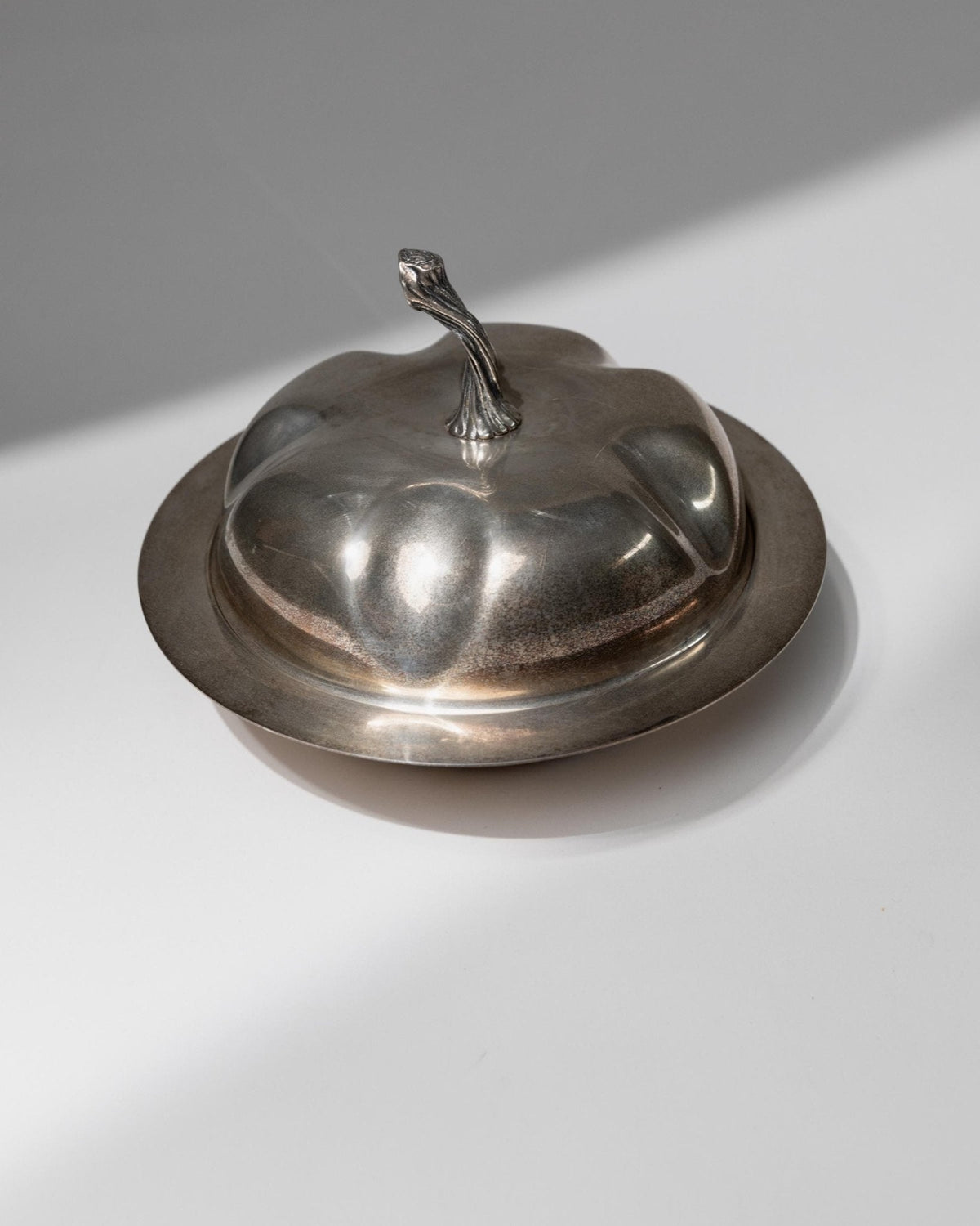 Vintage Schale mit Deckel Kürbisform versilbert