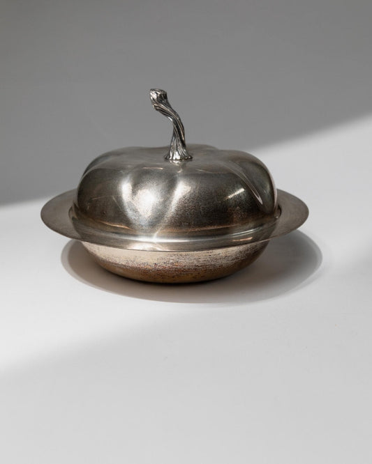 Vintage Schale mit Deckel Kürbisform versilbert