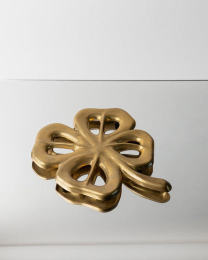 Vintage Untersetzer Blattform Messing Patina 1960er