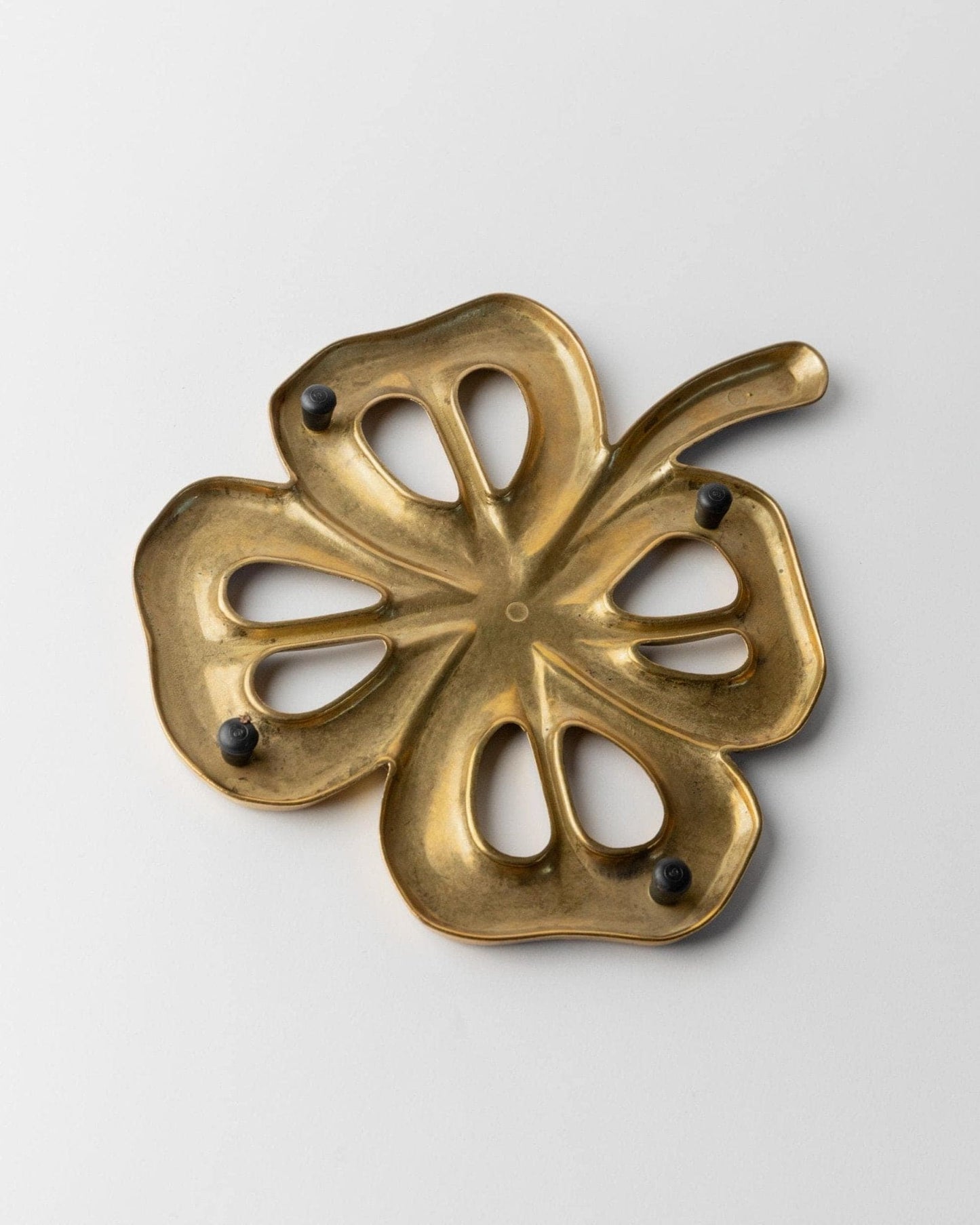 Vintage Untersetzer Blattform Messing Patina 1960er