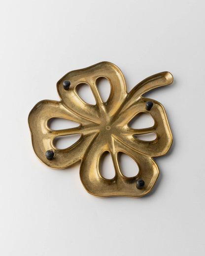 Vintage Untersetzer Blattform Messing Patina 1960er