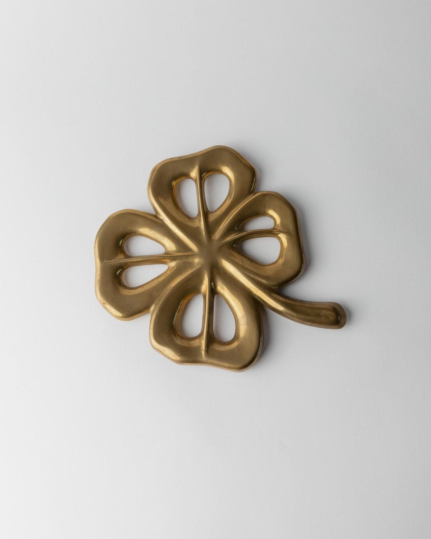 Vintage Untersetzer Blattform Messing Patina 1960er