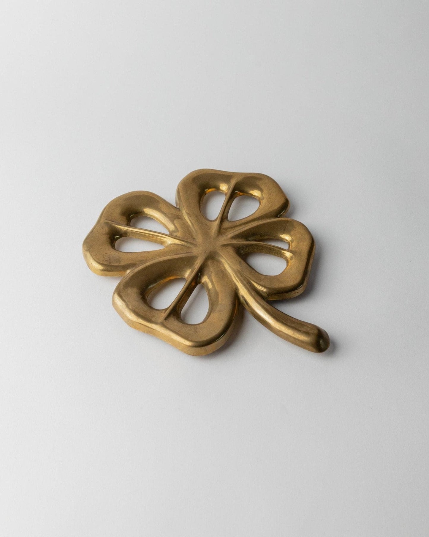 Vintage Untersetzer Blattform Messing Patina 1960er