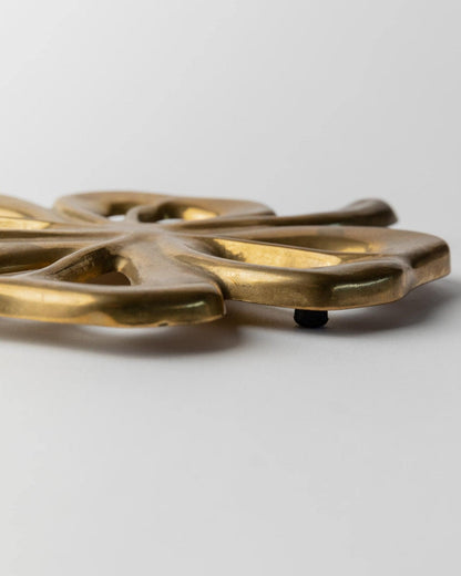 Vintage Untersetzer Blattform Messing Patina 1960er