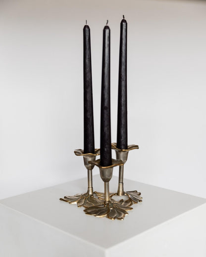 Vintage Kerzenhalter Flower and Leaf 3-armig von Carl Frederik Christiansen