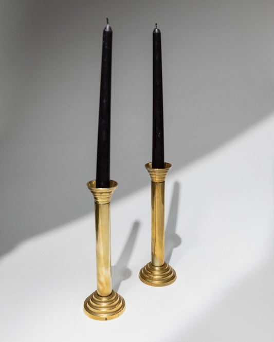 Vintage Kerzenhalter Set von 2, goldfarben, Säulendesign