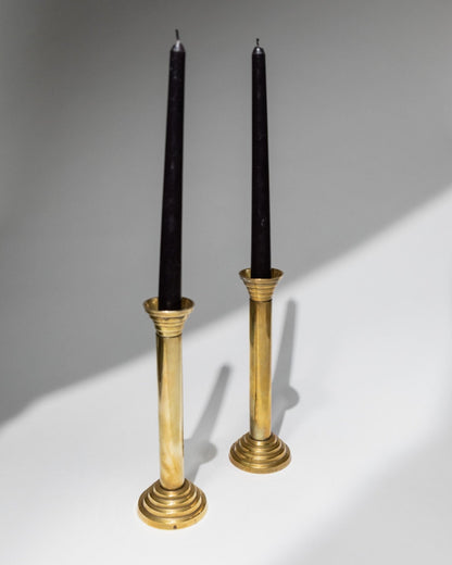 Vintage Kerzenhalter Set von 2, goldfarben, Säulendesign