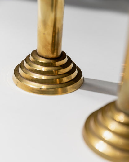 Vintage Kerzenhalter Set von 2, goldfarben, Säulendesign