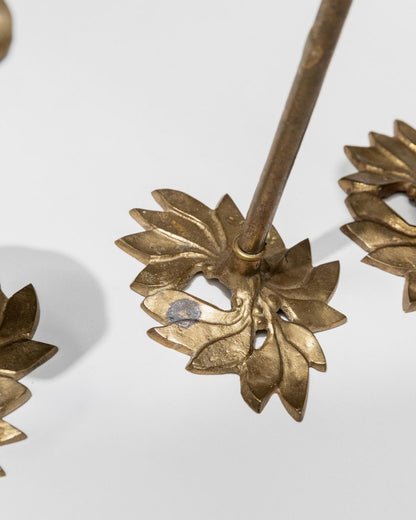 Vintage Kerzenhalter Set von 3, Messing, florales Design, Italien, Tischdeko, Geschenkidee