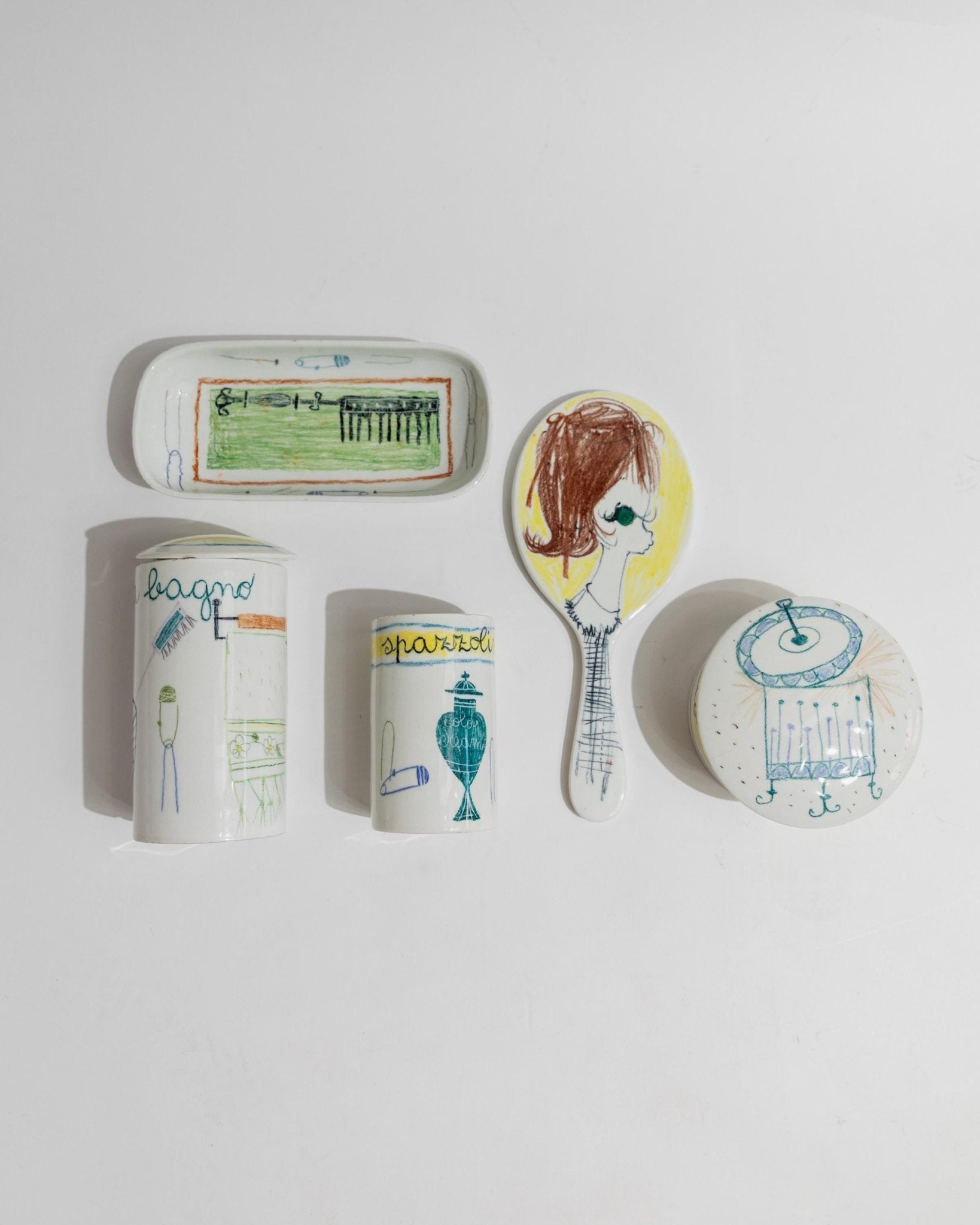 Vintage Keramik Badeset Set von 5 von Montecatini