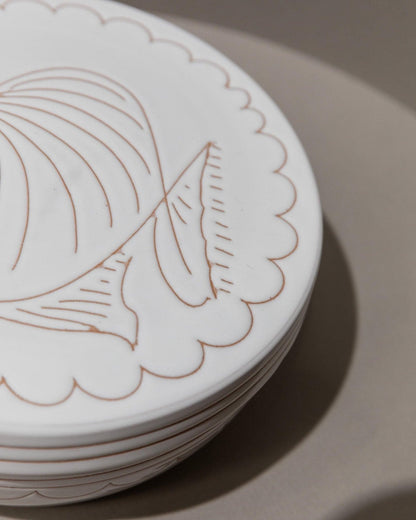 Vintage Keramikschale mit Deckel, handgeschnitzt, nautisches Motiv, Italien 1970er