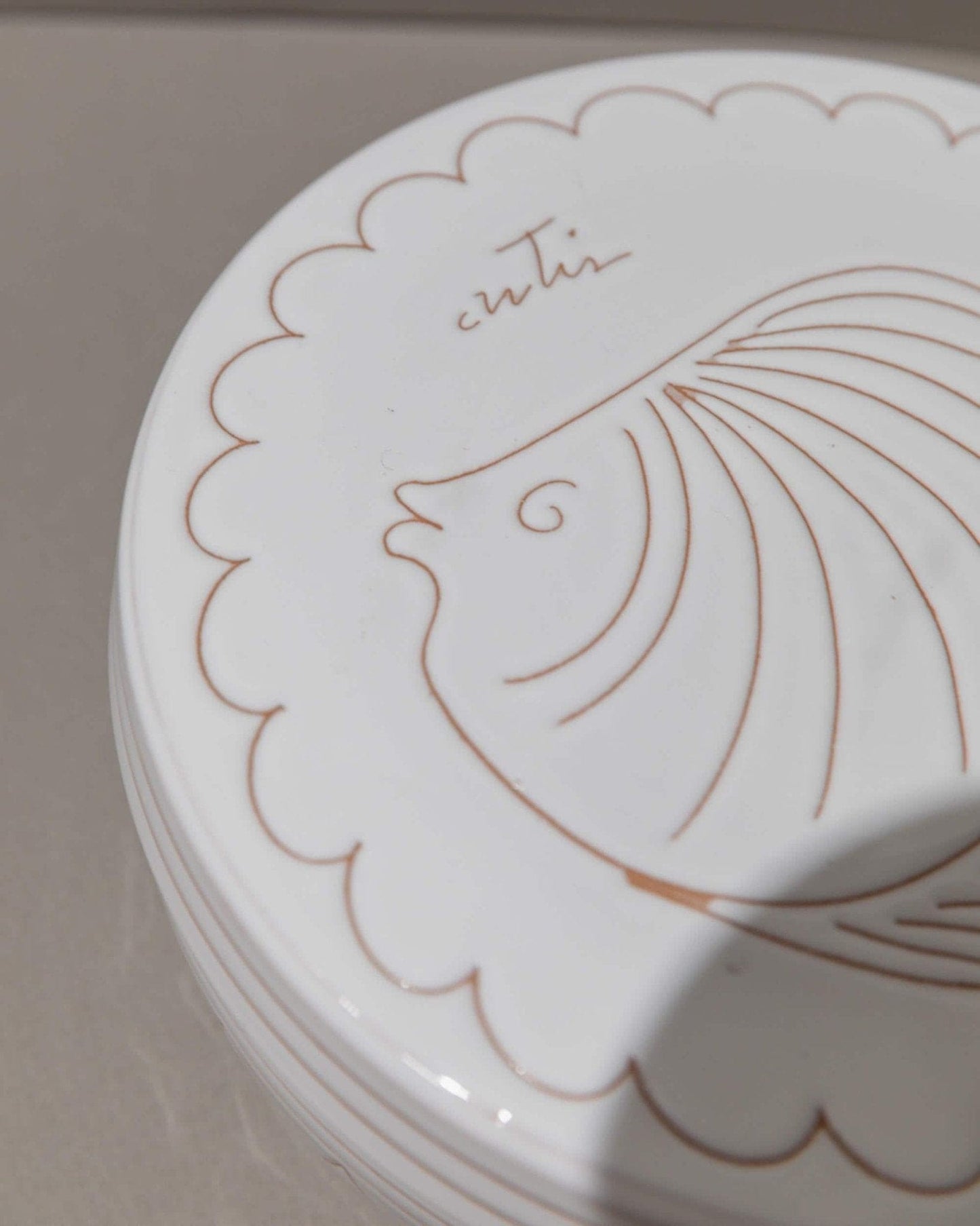 Vintage Keramikschale mit Deckel, handgeschnitzt, nautisches Motiv, Italien 1970er