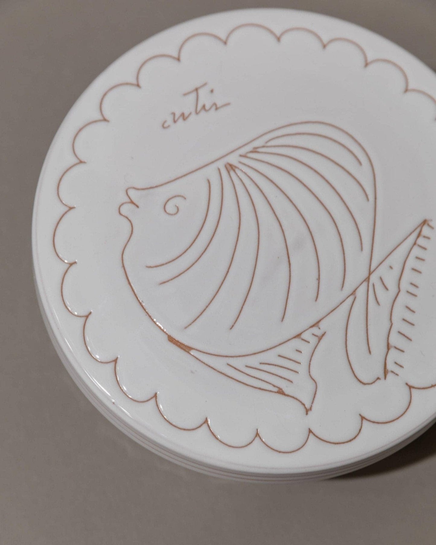 Vintage Keramikschale mit Deckel, handgeschnitzt, nautisches Motiv, Italien 1970er