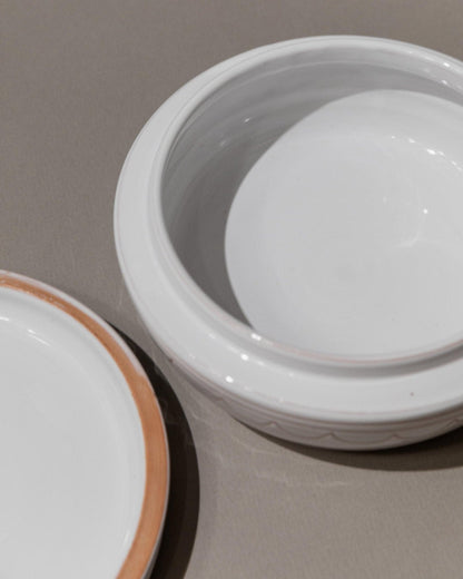 Vintage Keramikschale mit Deckel, handgeschnitzt, nautisches Motiv, Italien 1970er