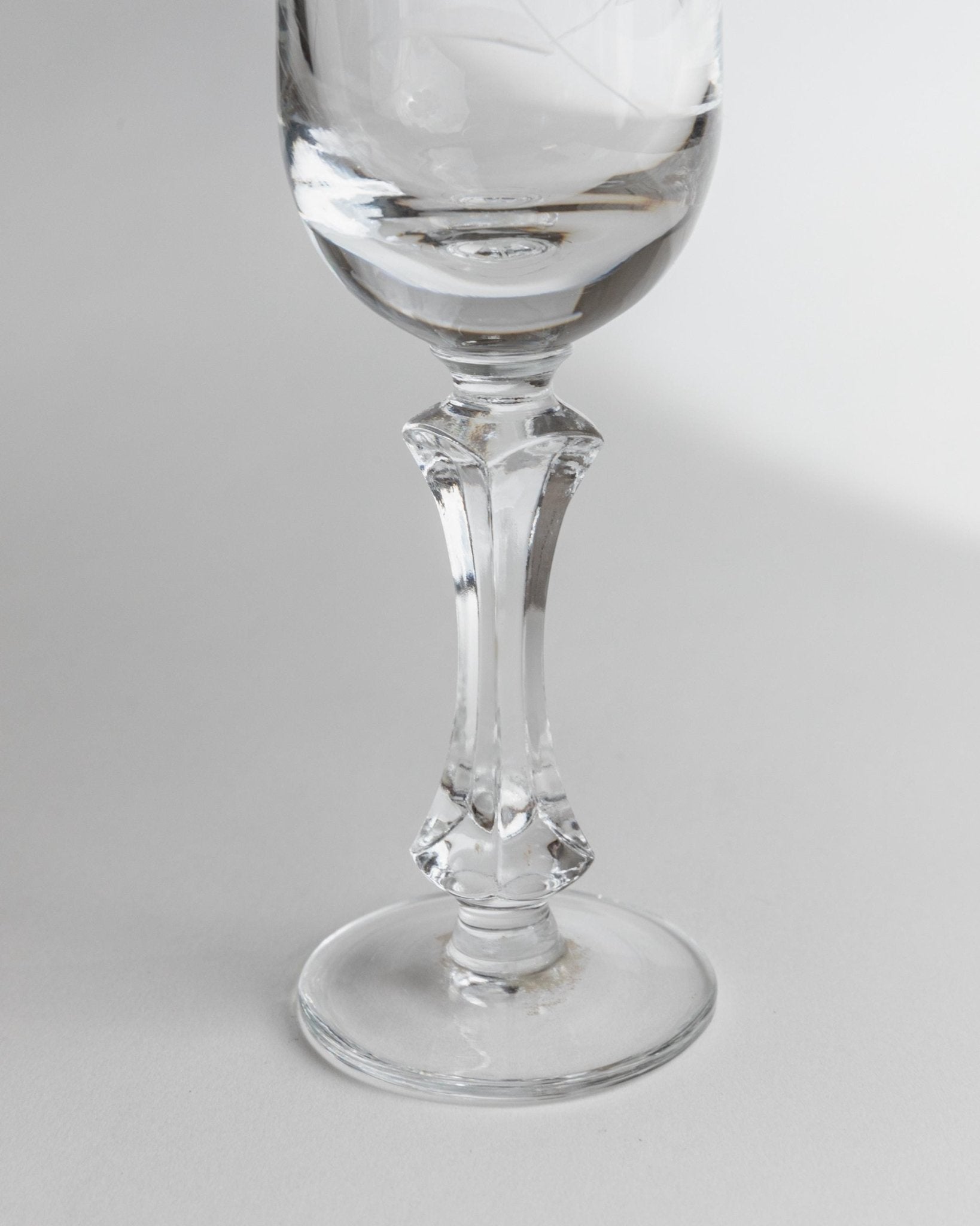 Vintage Champagnerglas Set von 5 mit floraler Gravur, einzigartig, Italien 1960er