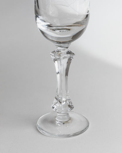 Vintage Champagnerglas Set von 5 mit floraler Gravur, einzigartig, Italien 1960er