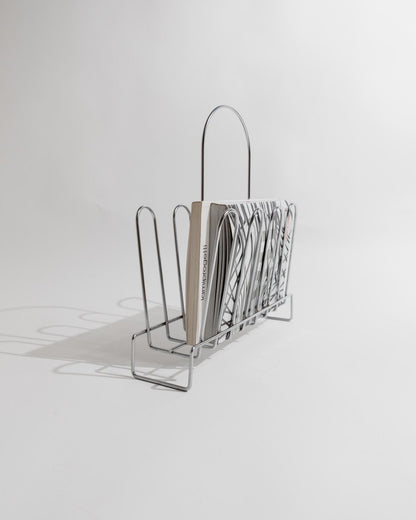 Vintage Zeitschriftenständer Chrom von 1970er Space Age